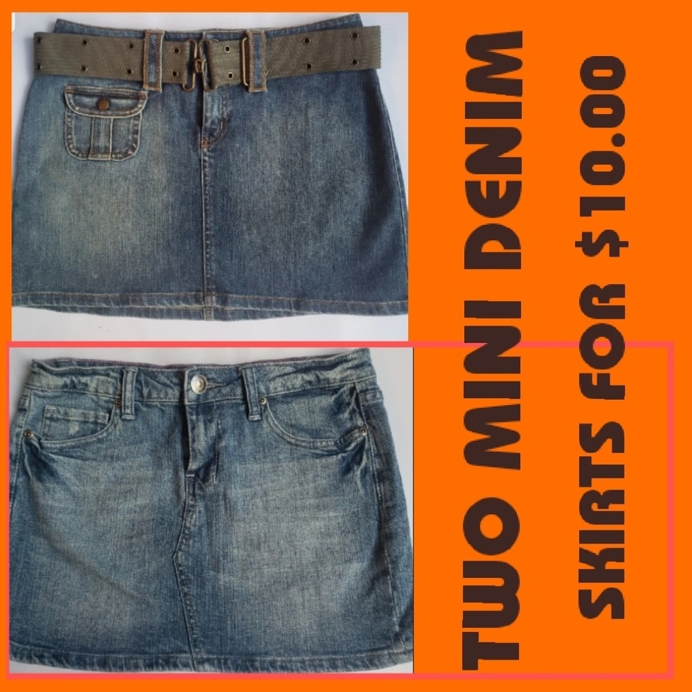 Jean denim mini skirts.